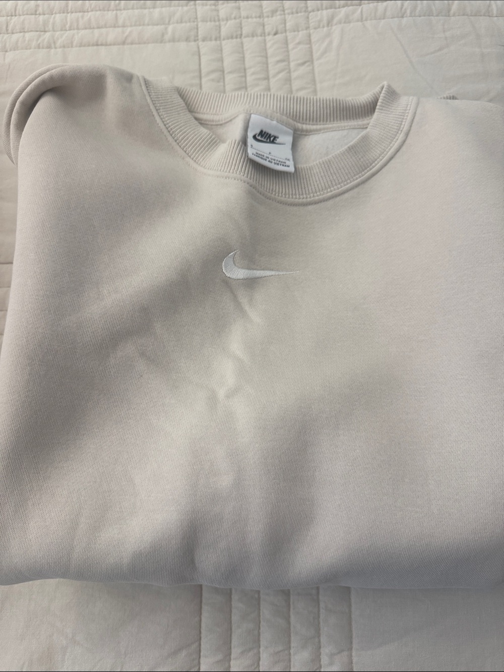 Nike Light Beige Crewneck Sweatshirt with White Swoosh